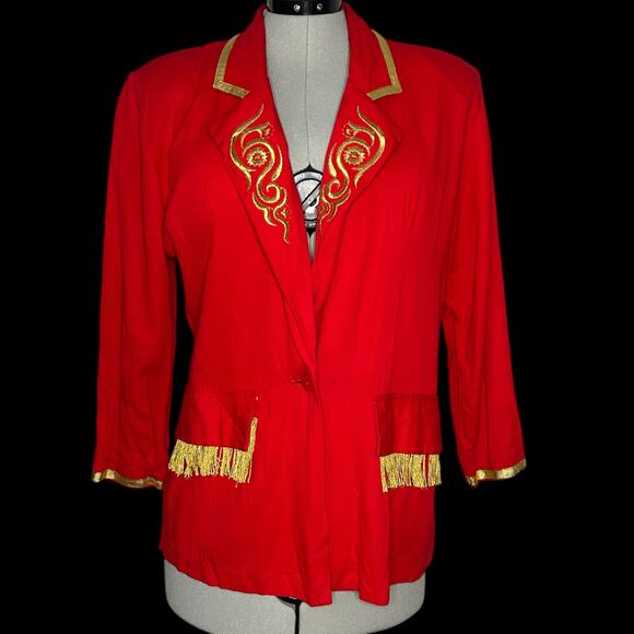 Stella Jackets & Blazers - Vintage Stella Red and Gold Blazer‎ Size L